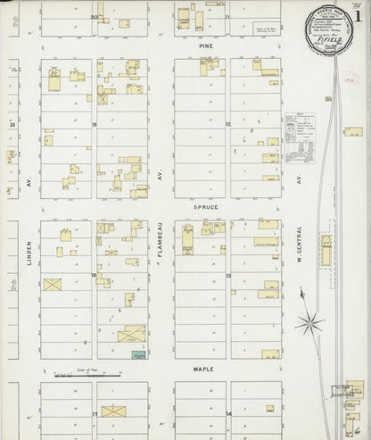 Sanborn Fire Insurance Map from Fifield, Price County, Wisconsin (1894), Sheet #0001 - Historic Sanborn Fire Insurance Map Print, vintage old map wall art, antique decor, genealogy gift, Wisconsin Wisconsin map