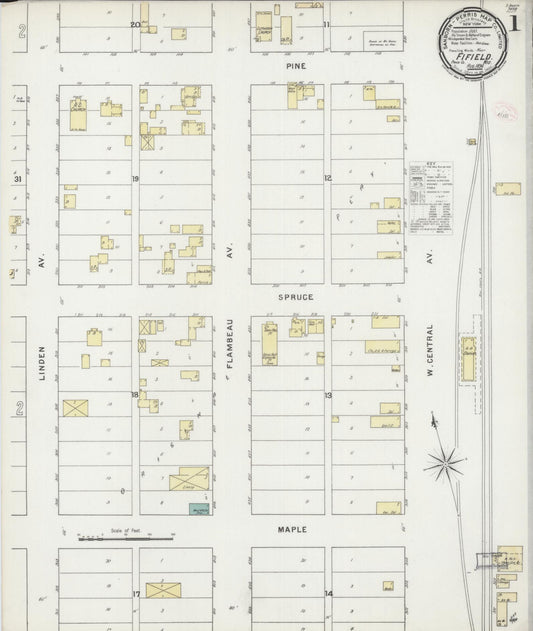 Sanborn Fire Insurance Map from Fifield, Price County, Wisconsin (1894), Sheet #0001 - Historic Sanborn Fire Insurance Map Print, vintage old map wall art, antique decor, genealogy gift, Wisconsin Wisconsin map