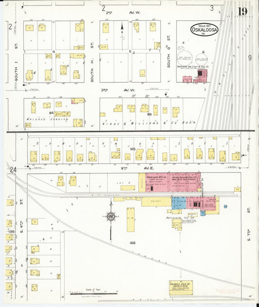Sanborn Fire Insurance Map from Oskaloosa, Mahaska County, Iowa (1917), Sheet #0019 - Historic Sanborn Fire Insurance Map Print, vintage old map wall art