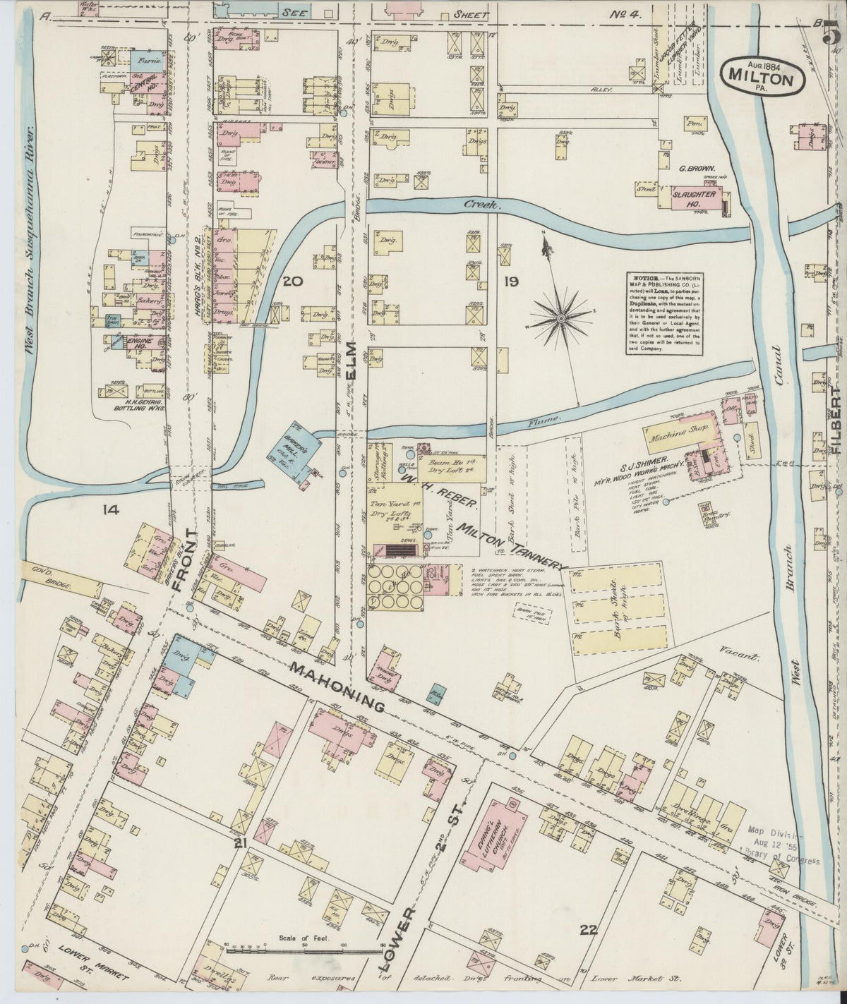 Sanborn Fire Insurance Map from Milton, Northumberland County, Pennsylvania (1884), Sheet #0005 - Complete Map Set gallery image, historic Sanborn map, vintage wall art, Pennsylvania Pennsylvania