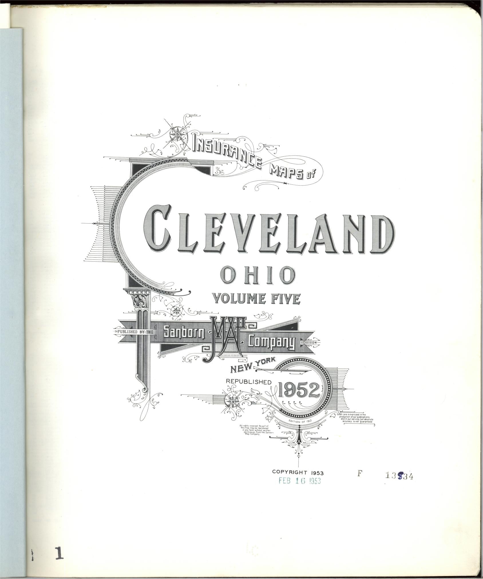 Sanborn Fire Insurance Map from Cleveland, Cuyahoga County, Ohio (1952), Sheet #0001 - Complete Map Set gallery image, historic Sanborn map, vintage wall art, Ohio Ohio