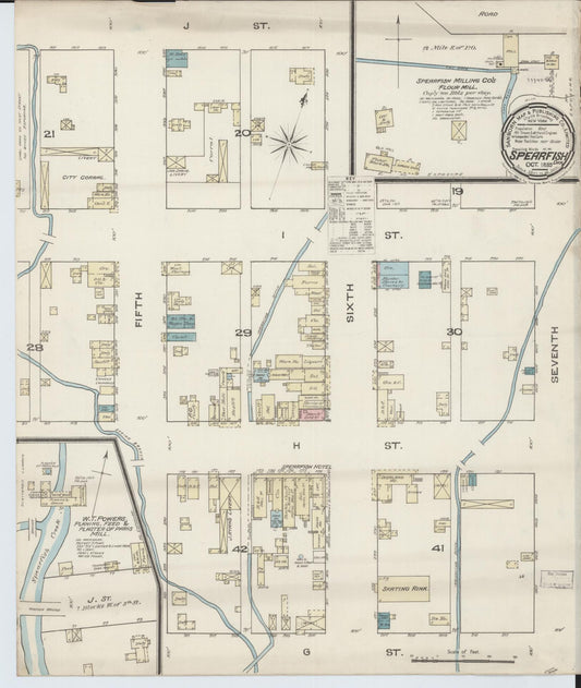 Sanborn Fire Insurance Map from Spearfish, Lawrence County, South Dakota (1885), Sheet #0001 - Historic Sanborn Fire Insurance Map Print, vintage old map wall art, antique decor, genealogy gift, South Dakota South Dakota map
