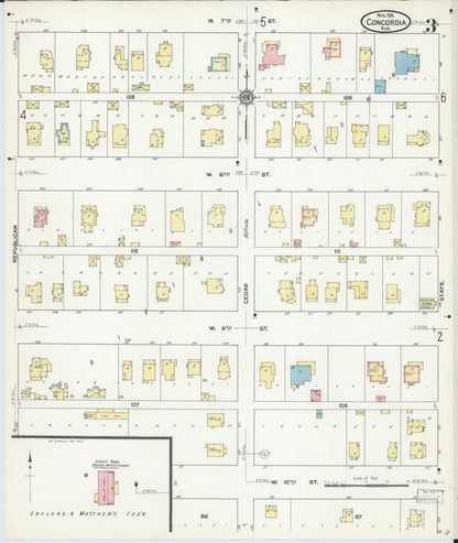 Sanborn Fire Insurance Map from Concordia, Cloud County, Kansas (1911), Sheet #0003 - Complete Map Set gallery image, historic Sanborn map, vintage wall art, Kansas Kansas