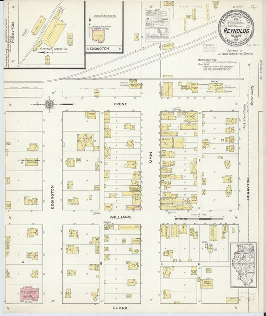 Sanborn Fire Insurance Map from Reynolds, Rock Island County, Illinois (1915), Sheet #0001 - Historic Sanborn Fire Insurance Map Print, vintage old map wall art, antique decor, genealogy gift, Illinois Illinois map