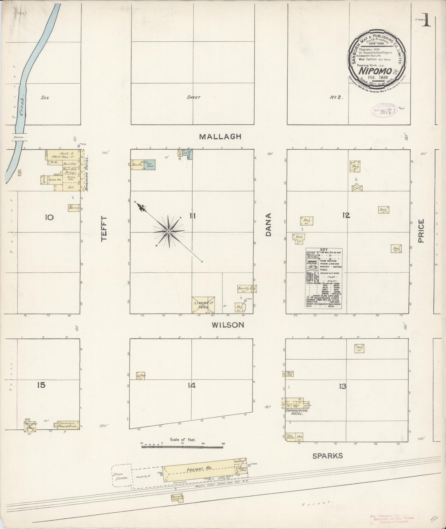 Sanborn Fire Insurance Map from Nipomo, San Luis Obispo County, California (1888), Sheet #0001 - Complete Map Set gallery image, historic Sanborn map, vintage wall art, California California
