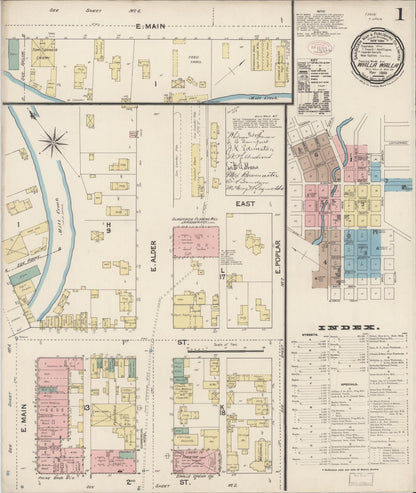 Sanborn Fire Insurance Map from Walla Walla, Walla Walla County, Washington (1889), Sheet #0001 - Complete Map Set gallery image, historic Sanborn map, vintage wall art, Washington Washington