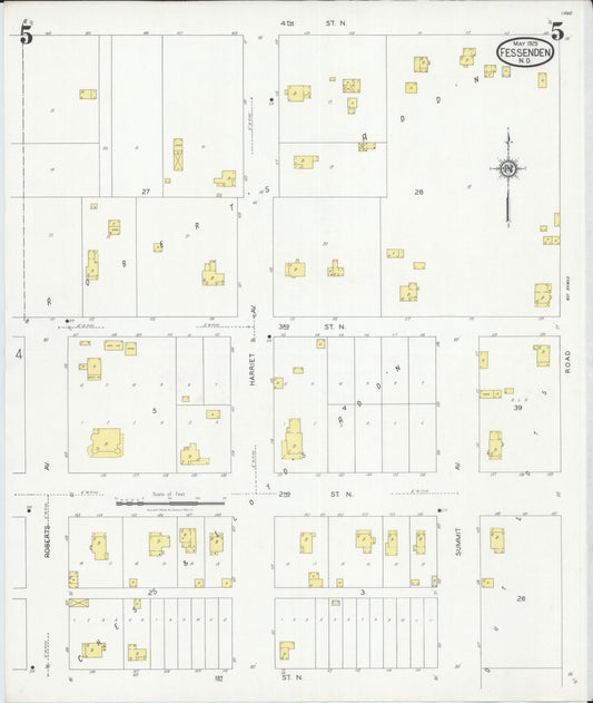 Sanborn Fire Insurance Map from Fessenden, Wells County, North Dakota (1929), Sheet #0005 - Historic Sanborn Fire Insurance Map Print, vintage old map wall art, antique decor, genealogy gift, North Dakota North Dakota map