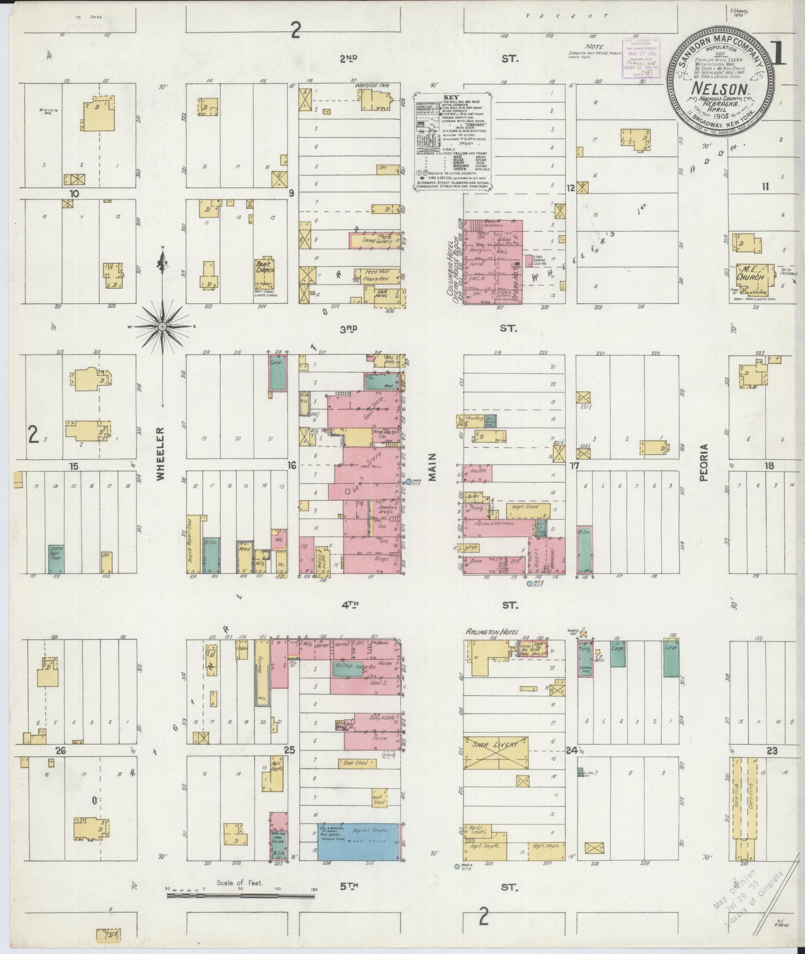 Sanborn Fire Insurance Map from Nelson, Nuckolls County, Nebraska (1905), Sheet #0001 - Complete Map Set gallery image, historic Sanborn map, vintage wall art, Nebraska Nebraska