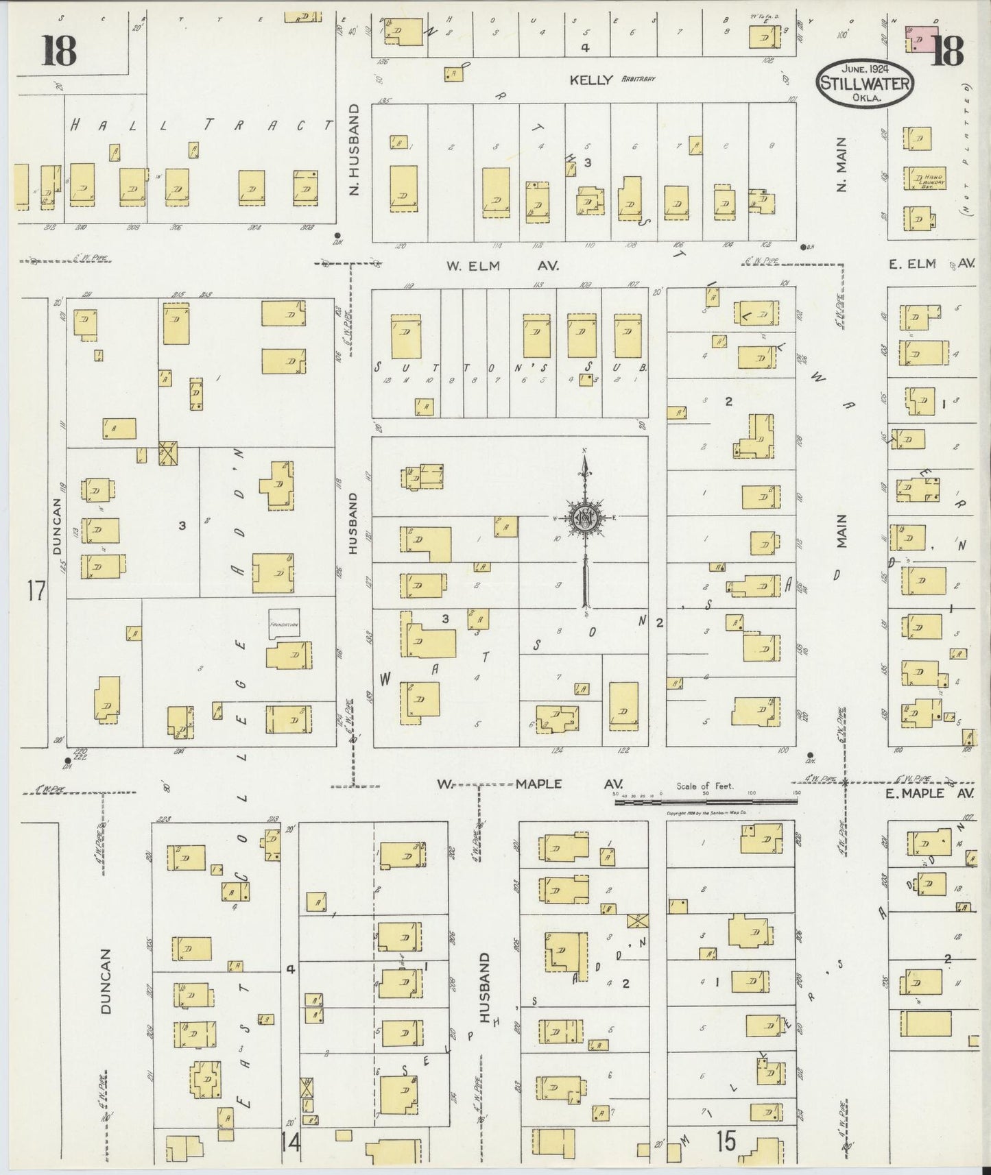 Sanborn Fire Insurance Map from Stillwater, Payne County, Oklahoma (1924), Sheet #0018 - Complete Map Set gallery image, historic Sanborn map, vintage wall art, Oklahoma Oklahoma