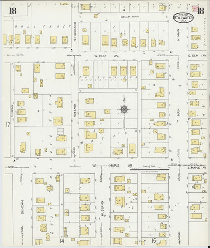 Sanborn Fire Insurance Map from Stillwater, Payne County, Oklahoma (1924), Sheet #0018 - Complete Map Set gallery image, historic Sanborn map, vintage wall art, Oklahoma Oklahoma