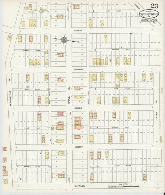 Sanborn Fire Insurance Map from Turtle Creek Valley, Allegheny County, Pennsylvania (1911), Sheet #0023 - Historic Sanborn Fire Insurance Map Print, vintage old map wall art, antique decor, genealogy gift, Pennsylvania Pennsylvania map