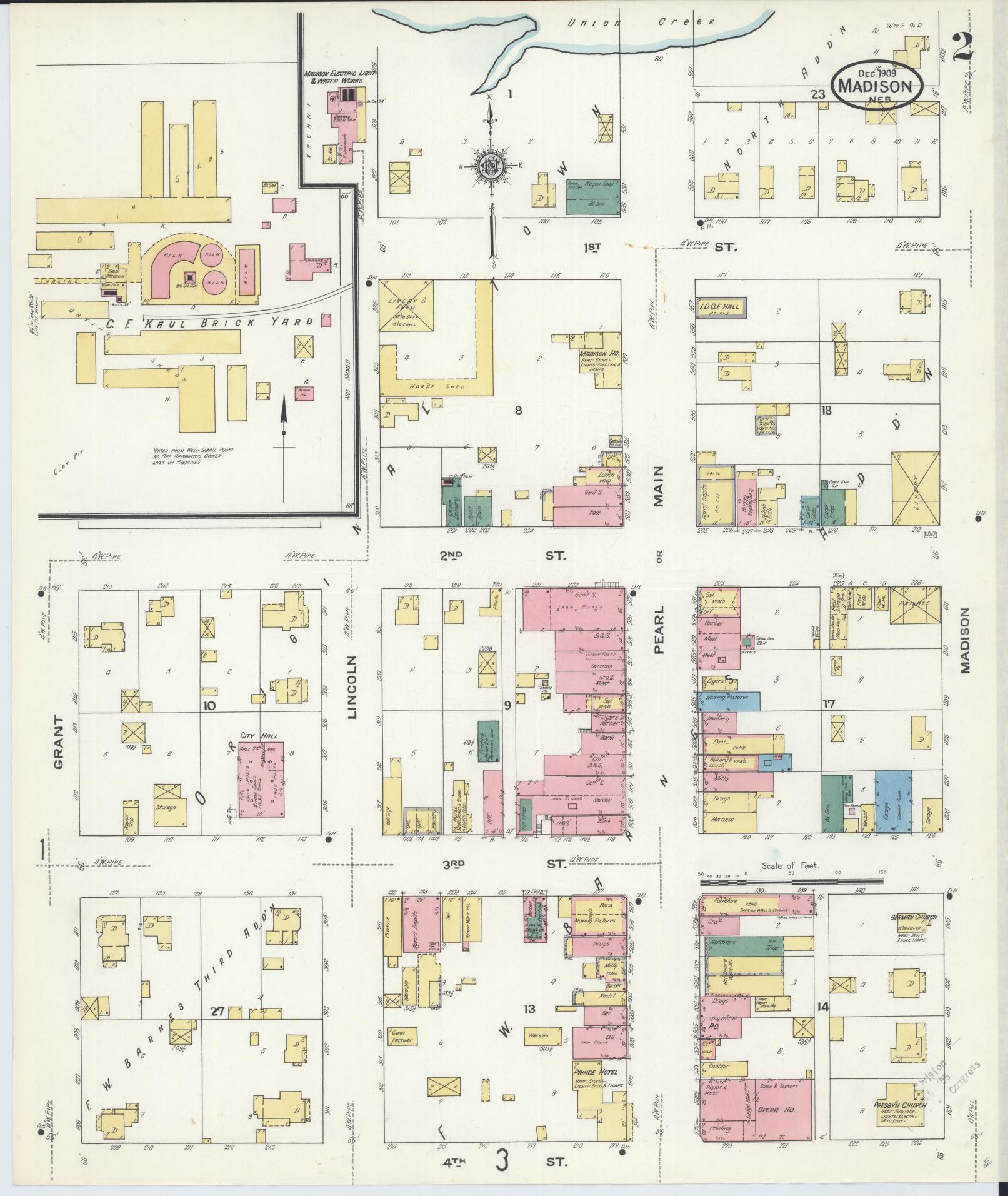 Sanborn Fire Insurance Map from Madison, Madison County, Nebraska (1909), Sheet #0002 - Complete Map Set gallery image, historic Sanborn map, vintage wall art, Nebraska Nebraska