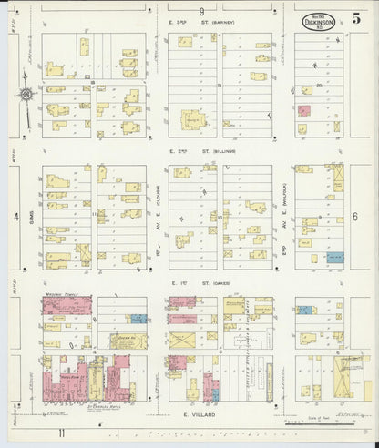 Sanborn Fire Insurance Map from Dickinson, Stark County, North Dakota (1913), Sheet #0005 - Complete Map Set gallery image, historic Sanborn map, vintage wall art, North Dakota North Dakota