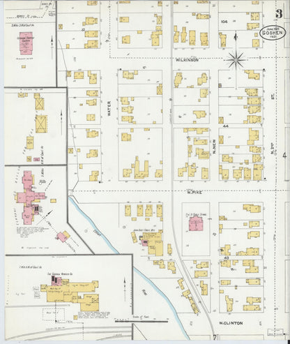 Sanborn Fire Insurance Map from Goshen, Elkhart County, Indiana (1905), Sheet #0003 - Historic Sanborn Fire Insurance Map Print, vintage old map wall art, antique decor, genealogy gift, Indiana Indiana map