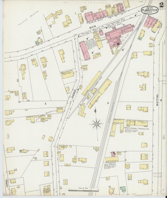 Sanborn Fire Insurance Map from Plainville, Hartford County, Connecticut (1895), Sheet #0002 - Historic Sanborn Fire Insurance Map Print, vintage old map wall art, antique decor, genealogy gift, Connecticut Connecticut map
