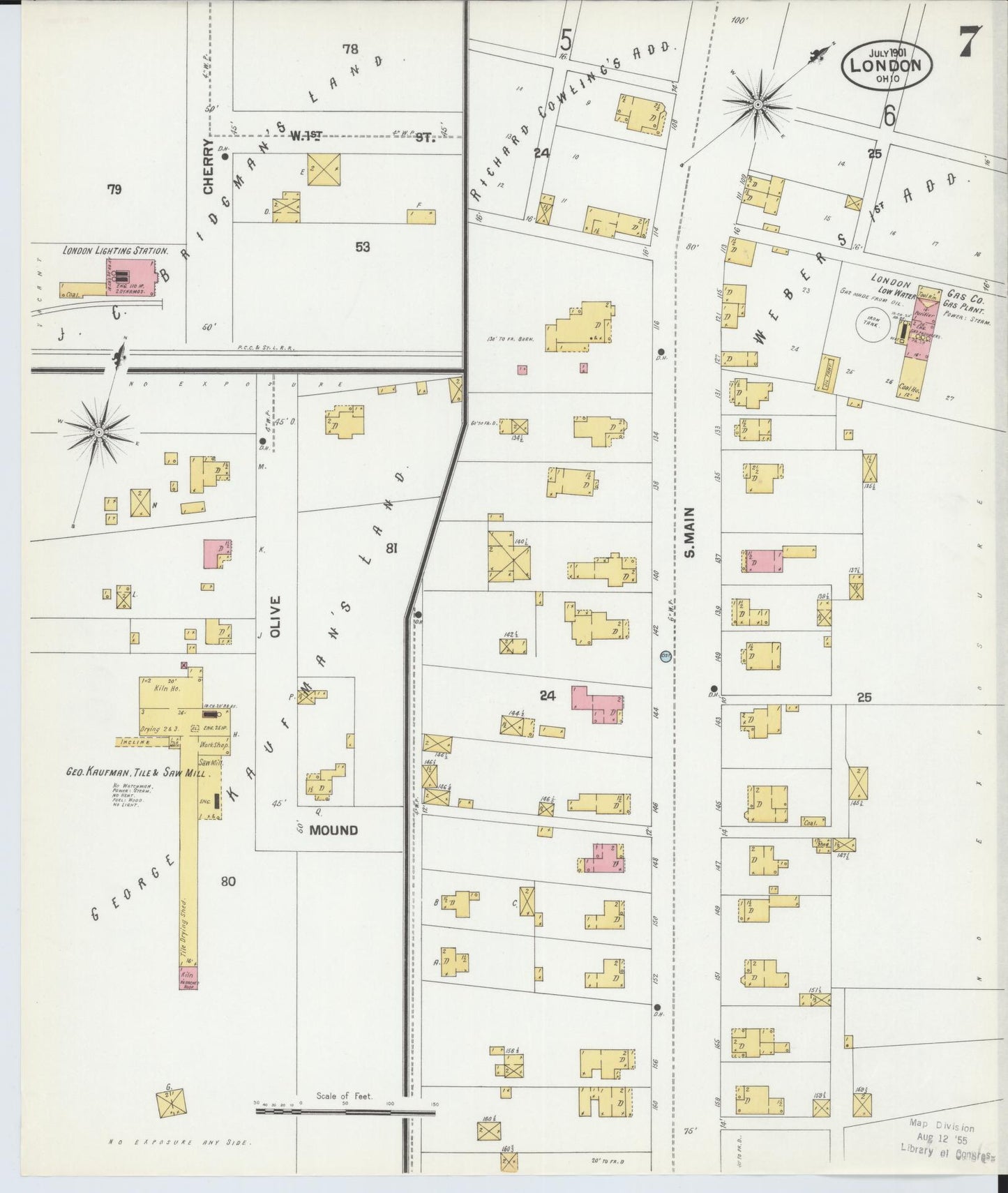 Sanborn Fire Insurance Map from London, Madison County, Ohio (1901), Sheet #0007 - Complete Map Set gallery image, historic Sanborn map, vintage wall art, Ohio Ohio