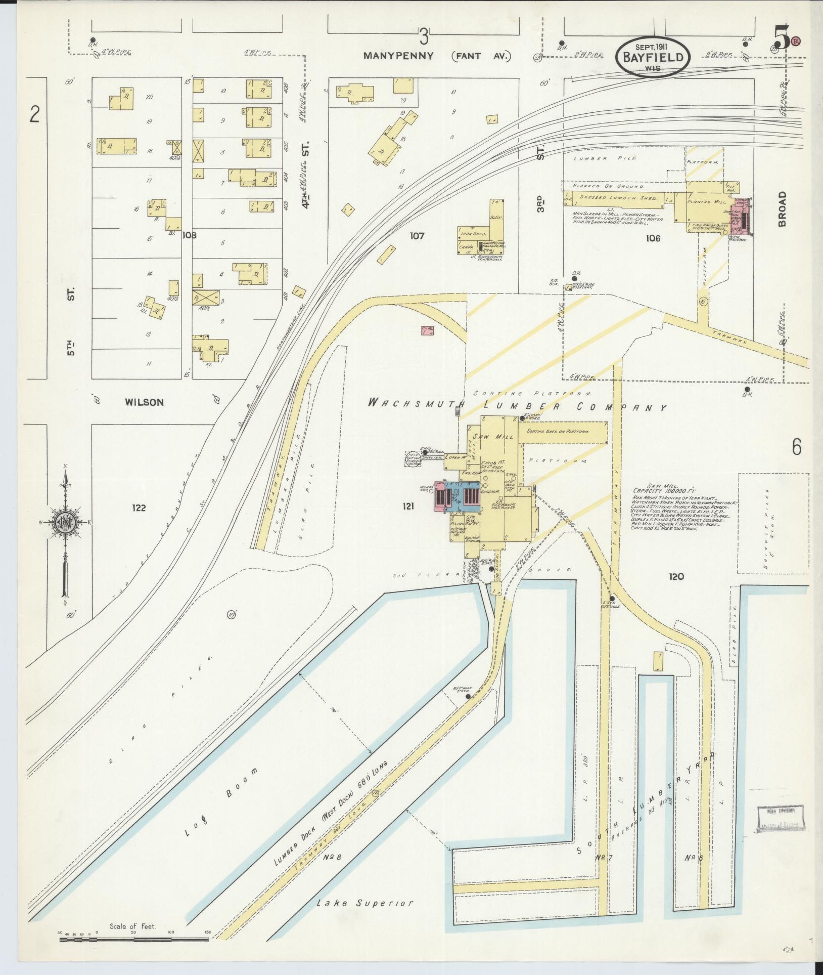 Sanborn Fire Insurance Map from Bayfield, Bayfield County, Wisconsin (1911), Sheet #0005 - Complete Map Set gallery image, historic Sanborn map, vintage wall art, Wisconsin Wisconsin