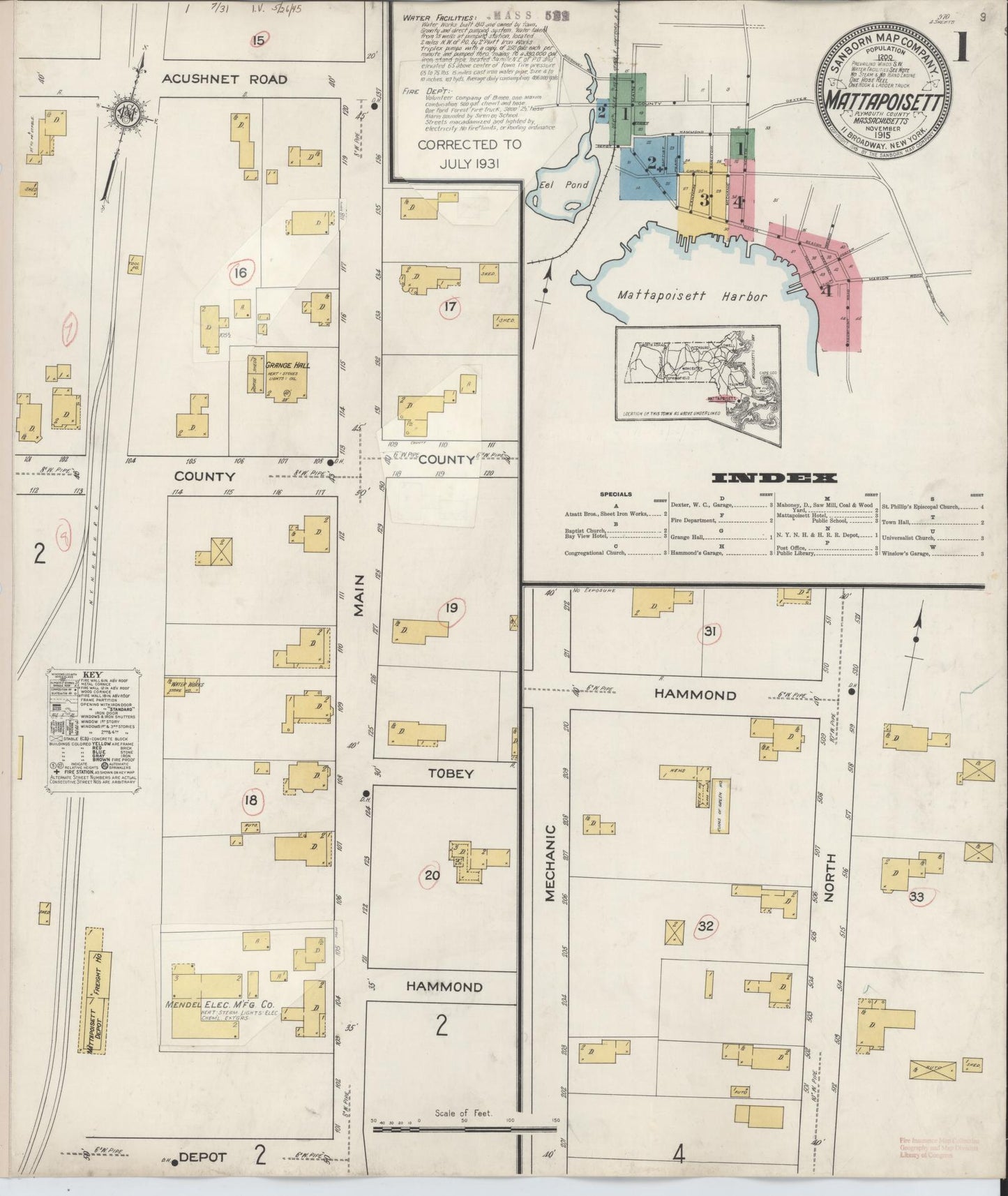 Sanborn Fire Insurance Map from Mattapoisett, Plymouth County, Massachusetts. (1931) – Historic Sanborn Fire Insurance Map Print