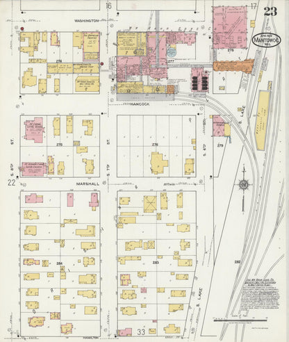 Sanborn Fire Insurance Map from Manitowoc, Manitowoc County, Wisconsin (1919), Sheet #0023 - Complete Map Set gallery image, historic Sanborn map, vintage wall art, Wisconsin Wisconsin
