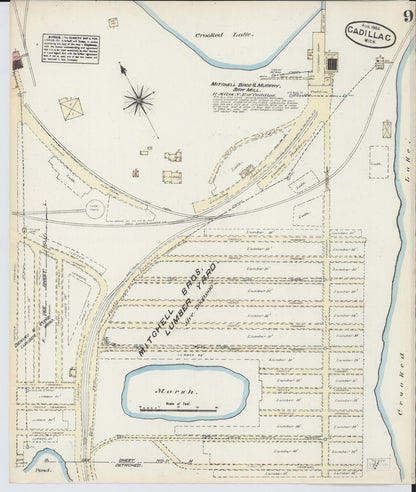Sanborn Fire Insurance Map from Cadillac, Wexford County, Michigan (1884), Sheet #0009 - Complete Map Set gallery image, historic Sanborn map, vintage wall art, Michigan Michigan