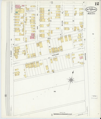 Sanborn Fire Insurance Map from Kittanning, Armstrong County, Pennsylvania (1909), Sheet #0012 - Complete Map Set gallery image, historic Sanborn map, vintage wall art, Pennsylvania Pennsylvania
