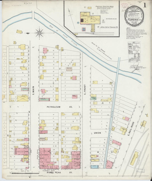 Sanborn Fire Insurance Map from Florence, Fremont County, Colorado (1895), Sheet #0001 - Historic Sanborn Fire Insurance Map Print, vintage old map wall art, antique decor, genealogy gift, Colorado Colorado map