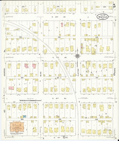 Sanborn Fire Insurance Map from Winfield, Cowley County, Kansas (1912), Sheet #0005 - Complete Map Set gallery image, historic Sanborn map, vintage wall art, Kansas Kansas