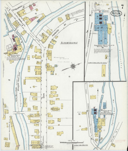 Sanborn Fire Insurance Map from Butler, Morris County, New Jersey (1920), Sheet #0007 - Historic Sanborn Fire Insurance Map Print, vintage old map wall art, antique decor, genealogy gift, New Jersey New Jersey map