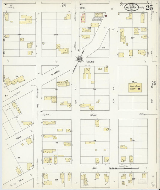 Sanborn Fire Insurance Map from Auburn, Androscoggin County, Maine (1914), Sheet #0025 - Historic Sanborn Fire Insurance Map Print, vintage old map wall art, antique decor, genealogy gift, Maine Maine map