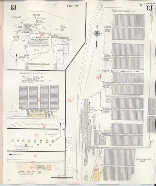 Sanborn Fire Insurance Map from Borger, Hutchinson County, Texas (1950), Sheet #0013 - Historic Sanborn Fire Insurance Map Print, vintage old map wall art, antique decor, genealogy gift, Texas Texas map