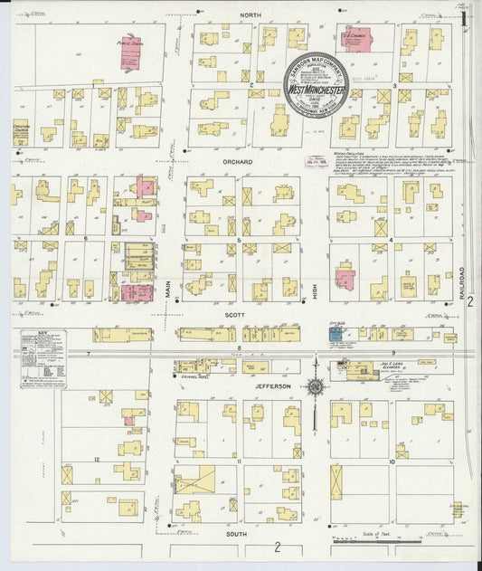 Sanborn Fire Insurance Map from West Manchester, Preble County, Ohio (1911), Sheet #0001 - Historic Sanborn Fire Insurance Map Print, vintage old map wall art, antique decor, genealogy gift, Ohio Ohio map
