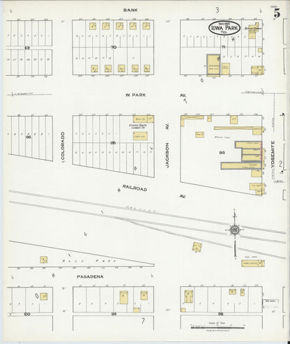 Sanborn Fire Insurance Map from Iowa Park, Wichita County, Texas (1921), Sheet #0005 - Historic Sanborn Fire Insurance Map Print, vintage old map wall art