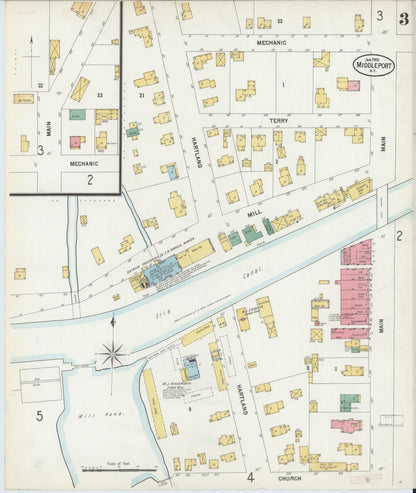 Sanborn Fire Insurance Map from Middleport, Niagara County, New York (1900), Sheet #0003 - Complete Map Set gallery image, historic Sanborn map, vintage wall art, New York New York