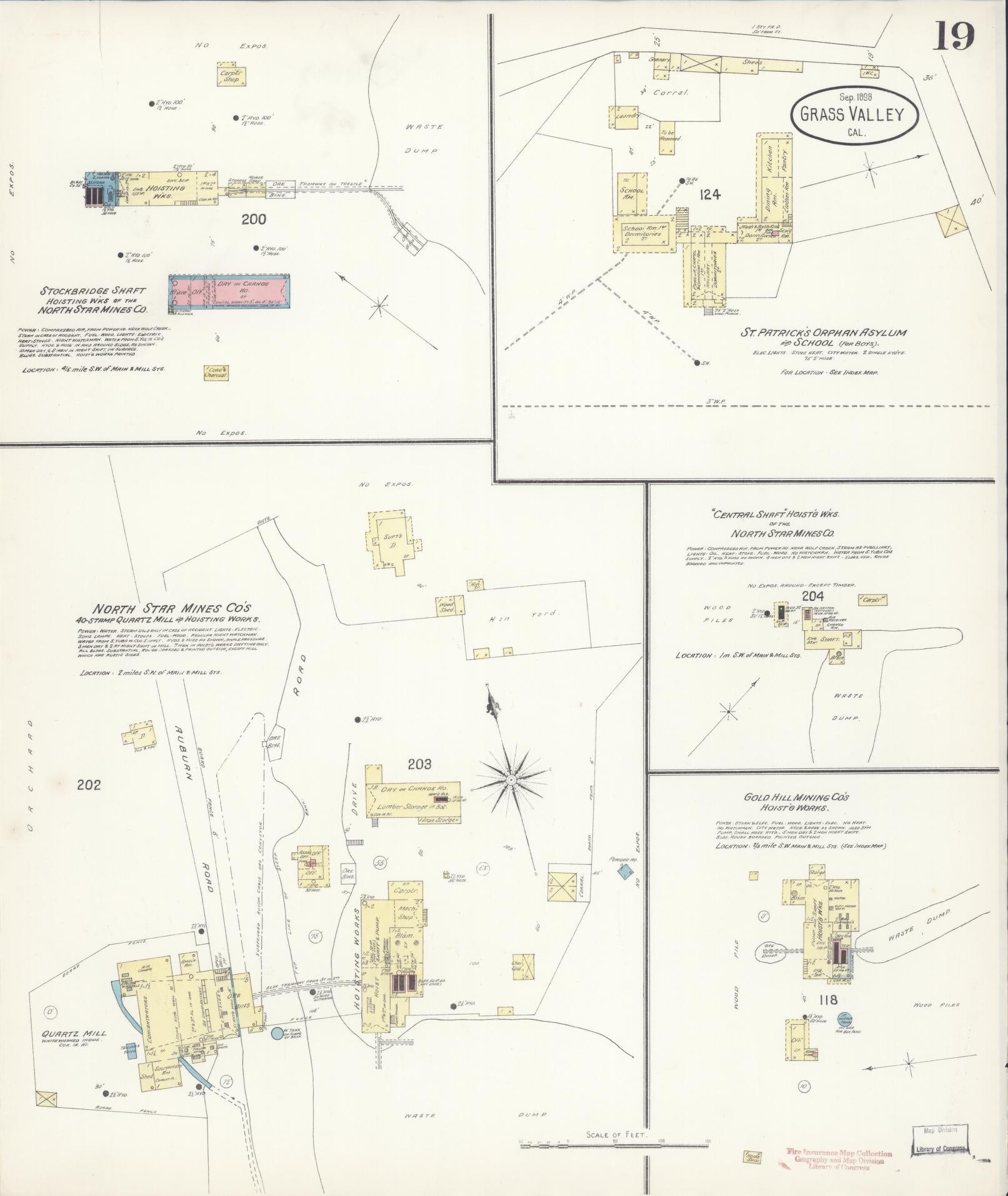 Sanborn Fire Insurance Map from Grass Valley, Nevada County, California (1898), Sheet #0019 - Complete Map Set gallery image, historic Sanborn map, vintage wall art, Grass Valley Nevada