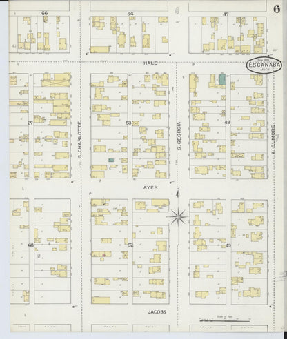 Sanborn Fire Insurance Map from Escanaba, Delta County, Michigan (1893), Sheet #0006 - Complete Map Set gallery image, historic Sanborn map, vintage wall art, Michigan Michigan