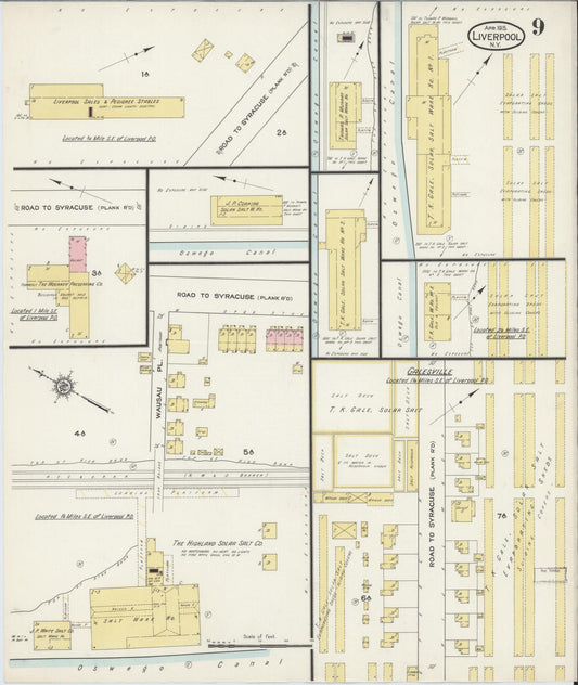 Sanborn Fire Insurance Map from Liverpool, Onondaga County, New York (1915), Sheet #0009 - Historic Sanborn Fire Insurance Map Print, vintage old map wall art, antique decor, genealogy gift, New York New York map