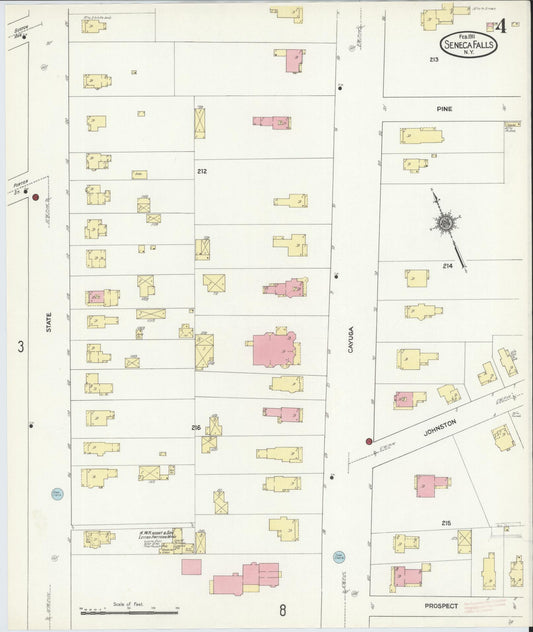 Sanborn Fire Insurance Map from Seneca Falls, Seneca County, New York (1911), Sheet #0004 - Historic Sanborn Fire Insurance Map Print, vintage old map wall art, antique decor, genealogy gift, New York New York map