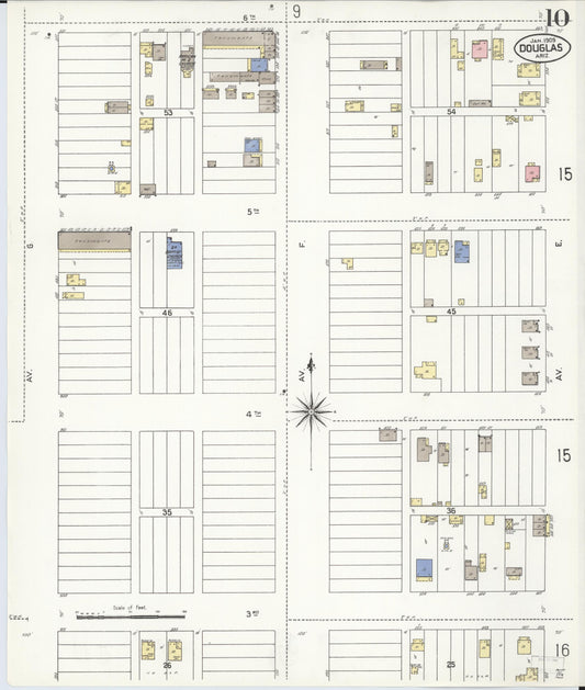 Sanborn Fire Insurance Map from Douglas, Cochise County, Arizona (1909), Sheet #0010 - Historic Sanborn Fire Insurance Map Print, vintage old map wall art, antique decor, genealogy gift, Arizona Arizona map