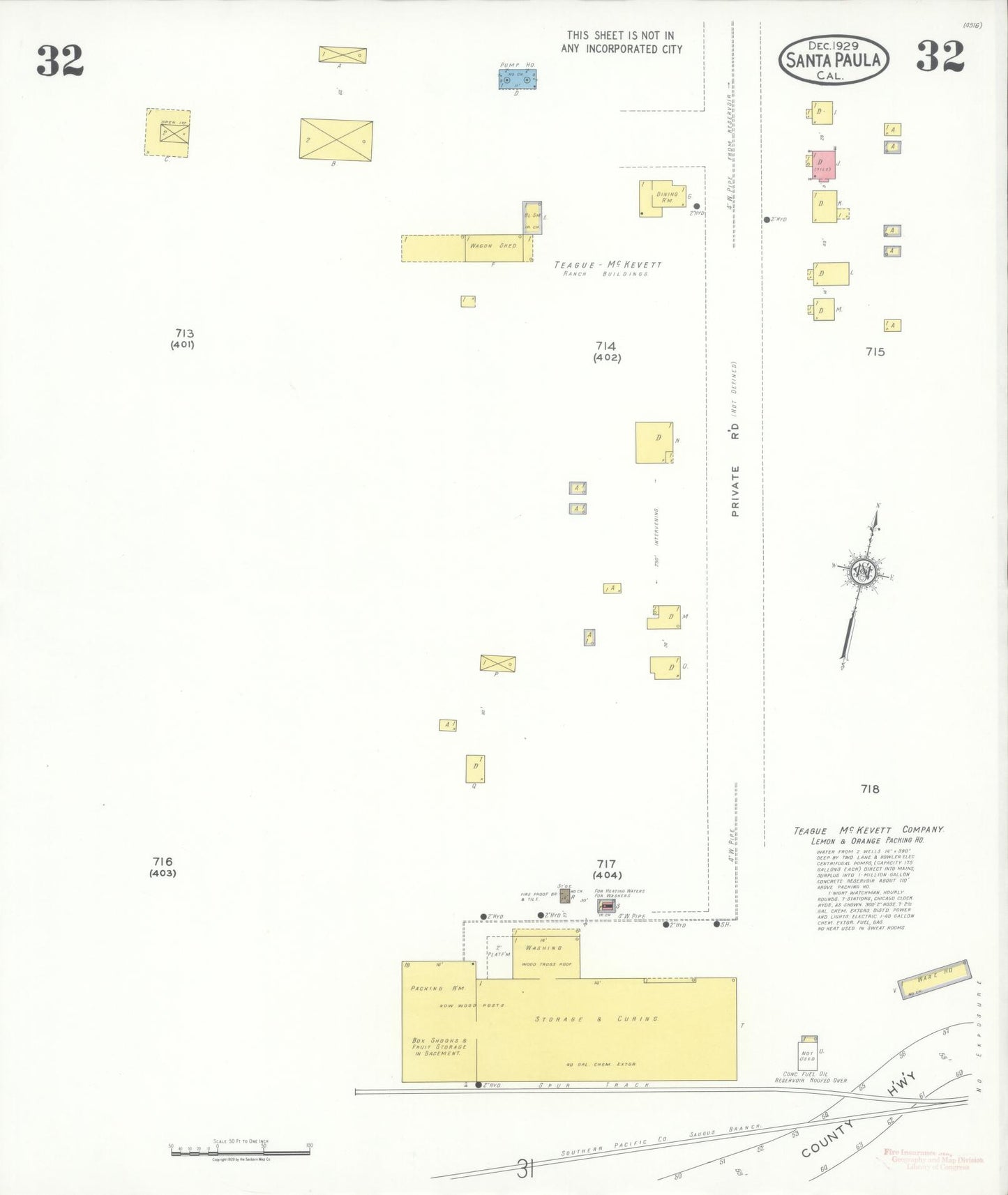 Sanborn Fire Insurance Map from Santa Paula, Ventura County, California (1929), Sheet #0032 - Complete Map Set gallery image, historic Sanborn map, vintage wall art, California California