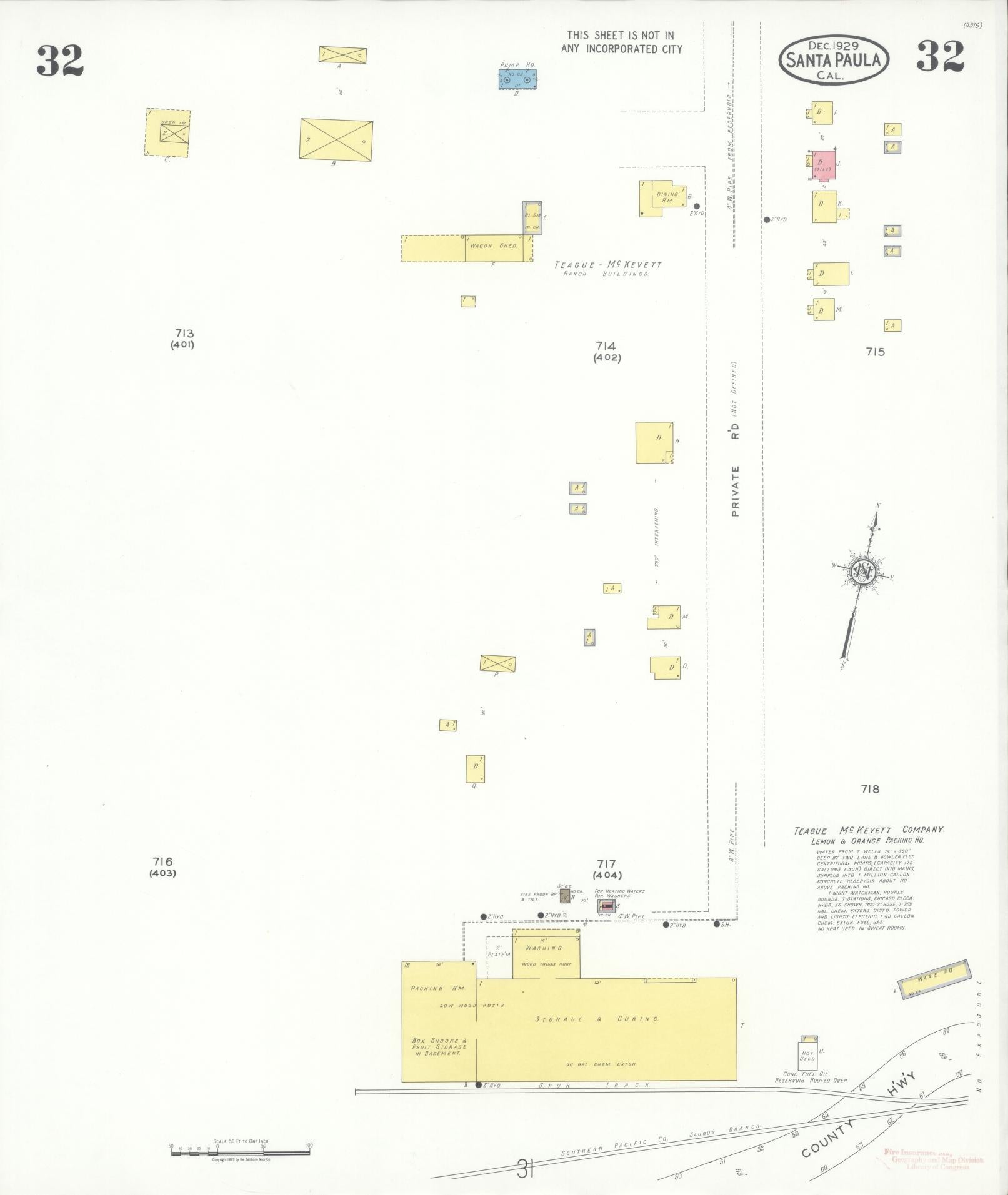 Sanborn Fire Insurance Map from Santa Paula, Ventura County, California (1929), Sheet #0032 - Complete Map Set gallery image, historic Sanborn map, vintage wall art, California California