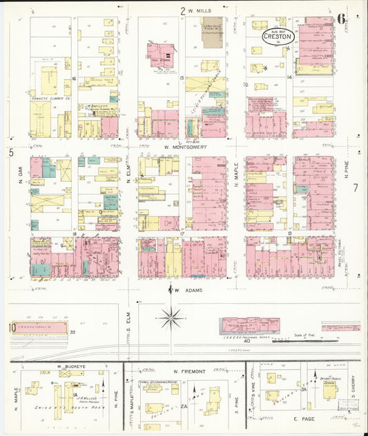 Sanborn Fire Insurance Map from Creston, Union County, Iowa (1907), Sheet #0006 - Historic Sanborn Fire Insurance Map Print, vintage old map wall art