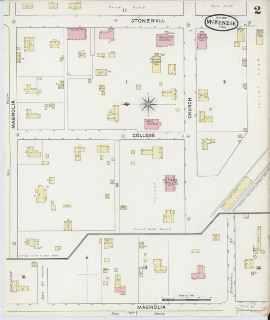 Sanborn Fire Insurance Map from McKenzie, Carroll County, Tennessee (1891), Sheet #0002 - Historic Sanborn Fire Insurance Map Print, vintage old map wall art, antique decor, genealogy gift, Tennessee Tennessee map