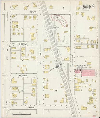 Sanborn Fire Insurance Map from Weldon, Halifax County, North Carolina (1915), Sheet #0002 - Historic Sanborn Fire Insurance Map Print, vintage old map wall art, antique decor, genealogy gift, North Carolina North Carolina map