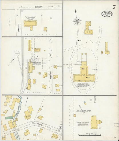 Sanborn Fire Insurance Map from Liberty, Sullivan County, New York (1904), Sheet #0007 - Complete Map Set gallery image, historic Sanborn map, vintage wall art, New York New York