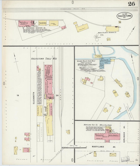 Sanborn Fire Insurance Map from Hagerstown, Washington County, Maryland (1897), Sheet #0026 - Historic Sanborn Fire Insurance Map Print, vintage old map wall art, antique decor, genealogy gift, Maryland Maryland map