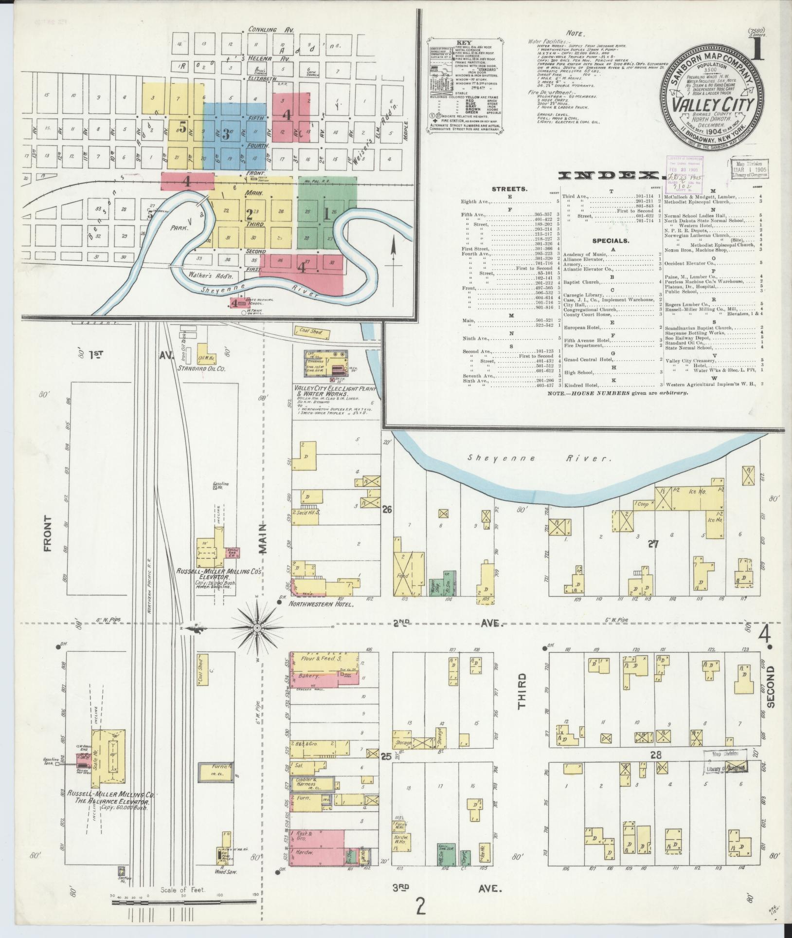 Sanborn Fire Insurance Map from Valley City, Barnes County, North Dakota (1904), Sheet #0001 - Complete Map Set gallery image, historic Sanborn map, vintage wall art, North Dakota North Dakota