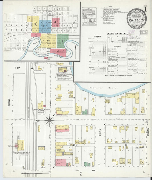 Sanborn Fire Insurance Map from Valley City, Barnes County, North Dakota (1904), Sheet #0001 - Complete Map Set gallery image, historic Sanborn map, vintage wall art, North Dakota North Dakota