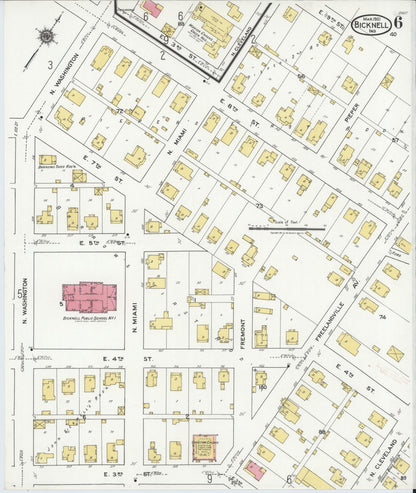Sanborn Fire Insurance Map from Bicknell, Knox County, Indiana (1921), Sheet #0006 - Complete Map Set gallery image, historic Sanborn map, vintage wall art, Indiana Indiana