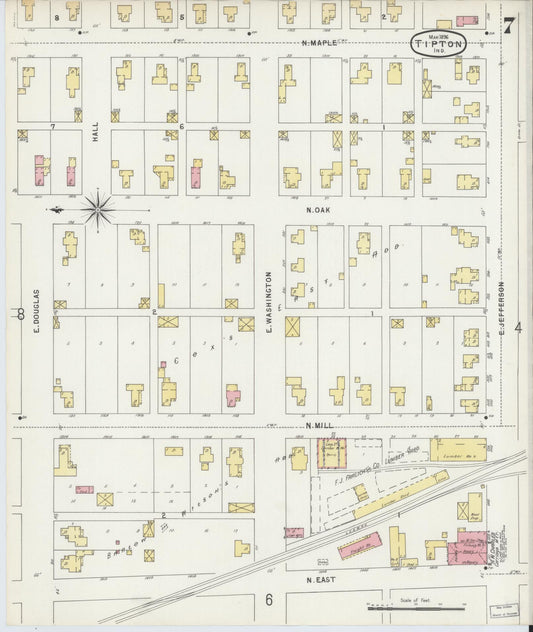 Sanborn Fire Insurance Map from Tipton, Tipton County, Indiana (1896), Sheet #0007 - Historic Sanborn Fire Insurance Map Print, vintage old map wall art, antique decor, genealogy gift, Indiana Indiana map