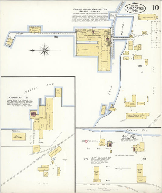 Sanborn Fire Insurance Map from Anacortes, Skagit County, Washington (1905), Sheet #0010 - Historic Sanborn Fire Insurance Map Print, vintage old map wall art, antique decor, genealogy gift, Washington Washington map